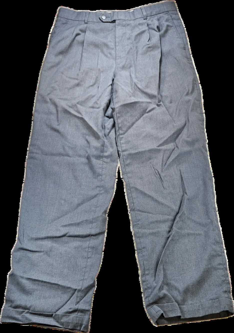 Vintage JOHN CLARENDON Pants Men's Grey 32x30 Pleated Wool Cuffed Made in USA